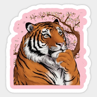 Wistful Tiger Japanese Art Print Sticker